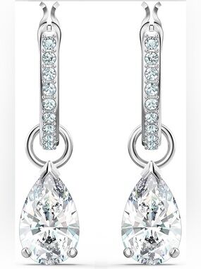Swarovski Silver Teardrop Crystal Dangle Earrings